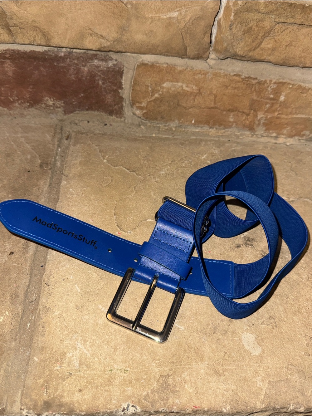 Royal Blue Men's Baseball Belt with Silver Buckle